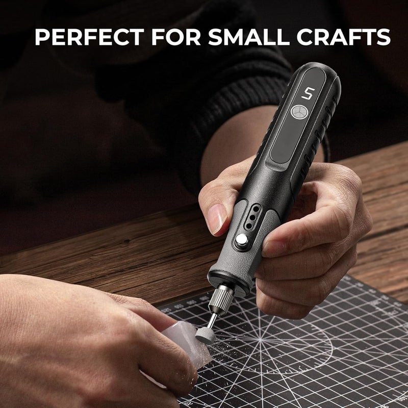 hansmaker 4.2V Cordless Rotary Tool, Powerful 5 Variable Speed,163 Multi-Purpose Kit, USB Charging, Easy to Use Perfect for Light Projects, DIY Crafting, Sanding, Engraving, and Polishing - Image 4